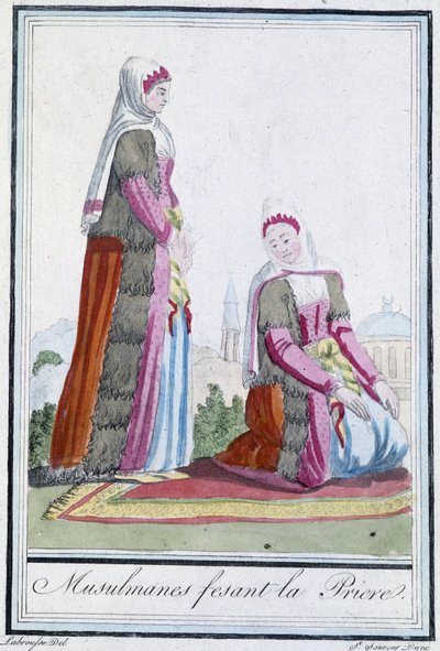 Muslimit rukouksessa - J. Grasset St Sauveurin "" Encyclopédie des voyages -kirjassa, toim. Deroy, Pariisi tekijältä L.F. Labrousse