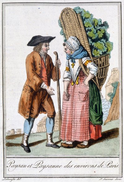 Talonpoika ja Pariisin talonpoika - J. Grasset St Sauveurin "" Encyclopedia of Travels" -julkaisussa, Deron, Paris tekijältä L.F. Labrousse