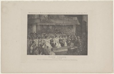 Kuningatar Wilhelminan ja prinssi Hendrikin avioliiton siunaus, 1901 Alankomaiden kuningatar Wilhelminan ja Mecklenburgin herttua Hendrikin avioliiton juhlallinen siunaus (otsikko esineessä) tekijältä L. Angerer