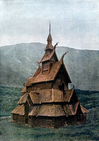 Borgundin sauvakirkko, Sogn og Fjordane, Norja, c1890 tekijältä L Boulanger
