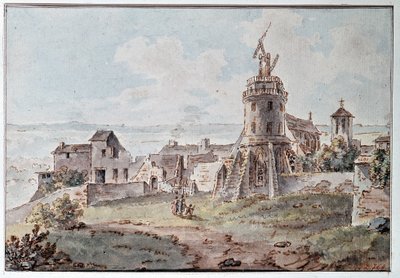 Goblainin Chappe-lennätin tornin huipulla, 1700-luvun loppu tekijältä L. Goblain