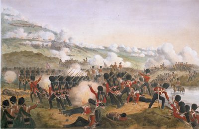 Vartijoiden suuri panos Alman kukkuloilla Krimin sodan aikana, 1854 (värillinen lito) tekijältä L. Huard