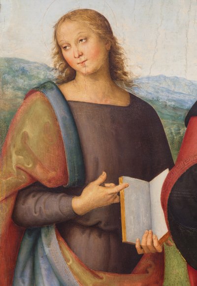 Pyhä Johannes evankelista ja pyhä Augustinus,1502 (öljy kankaalle). tekijältä L. & Perugino P. (c.1450-1523) Signorelli