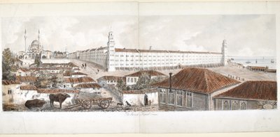 Näkymä Scutarin kasarmi-sairaalasta, 1857 tekijältä Lady Alicia Blackwood