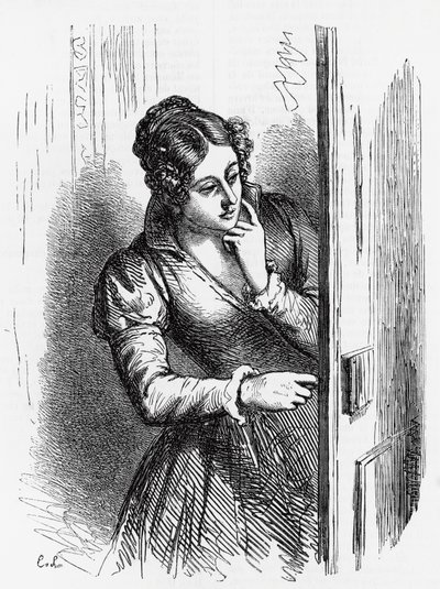 Kuvitus Cesar Birotteaun noususta ja laskusta, Honore de Balzacin (1799-1850) romaani moniosaisesta kokoelmasta Human Comedy, kaiverrus Laisne tekijältä Laisne Laisne