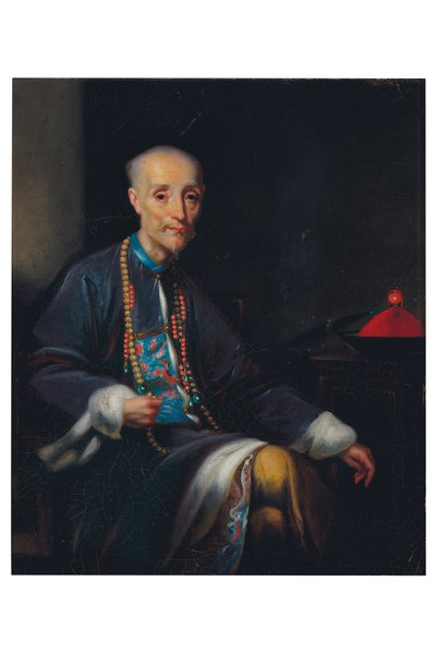 Houquan muotokuva, kolme neljäsosaa, istuva, sisätiloissa (öljy kankaalle) tekijältä Lam Qua (attr. to)