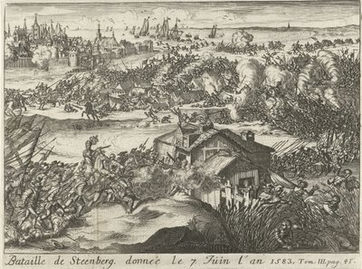 Steenbergin taistelu, annettu 7. kesäkuuta 1583 (otsikko esineessä) tekijältä Lamberecht Causé