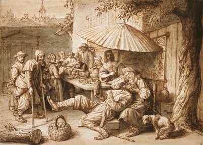 Huokohammaslääkäri poistamassa talonpojan hammasta, 1600-luvun loppu tekijältä Lambert Doomer