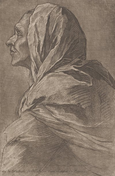 Naisen pää, n. 1758. tekijältä Lambert Sigisbert Adam