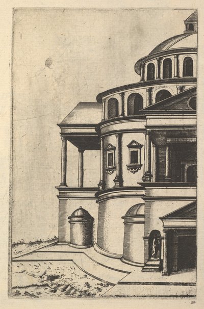 Osittainen näkymä rakennuksesta [Profeetta Jesajan temppeli] sarjasta Ruinarum variarum f..., 1554. tekijältä Lambert Suavius