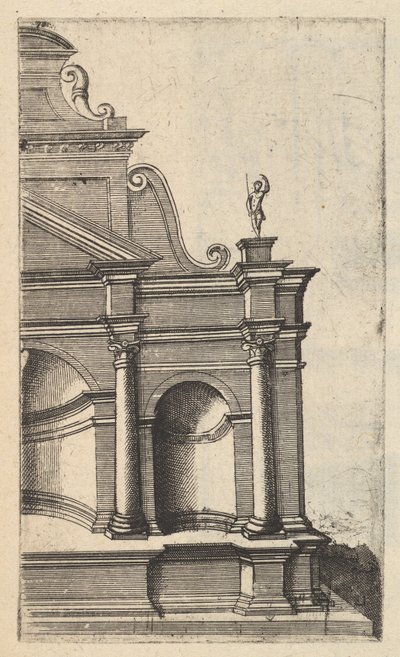 Osittainen näkymä monumentille [Templum of Mercury] sarjasta Ruinarum variarum fabricaru..., 1554. tekijältä Lambert Suavius