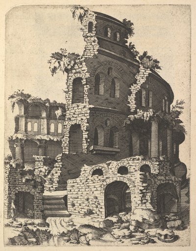 Basilikan rauniot sarjasta Ruinarum variarum fabricarum delineationes painter..., 1554. tekijältä Lambert Suavius