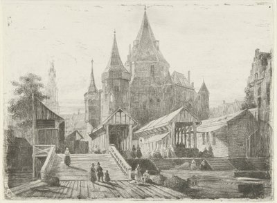 Näkymä Nieuwmarktille Amsterdamissa tekijältä Lambertus  Hardenberg