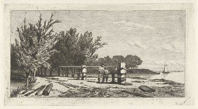 Mies ja poika joen rannalla tekijältä Lambertus  Hardenberg