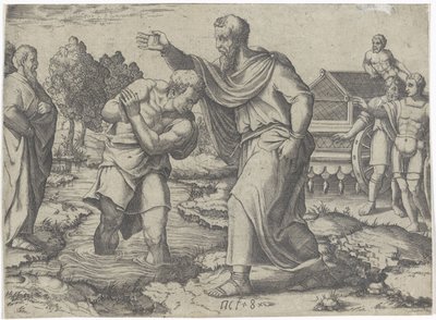 Filippuksen Etiopian eunukin kaste Kohtauksia Apostolien teosta (sarjan nimi) tekijältä Lambertus Suavius (attributed to)