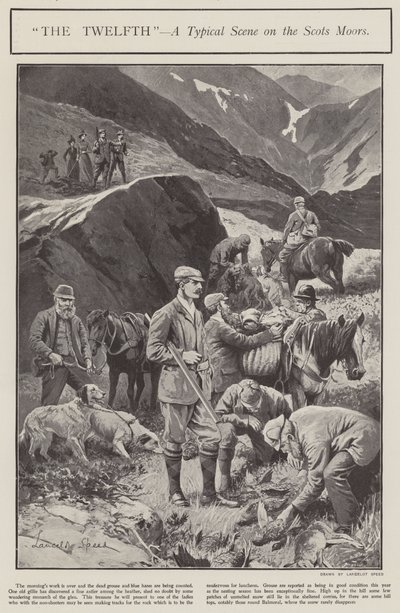 "Kahdestoista" - tyypillinen kohtaus Scots Moors (litho) tekijältä Lancelot Speed