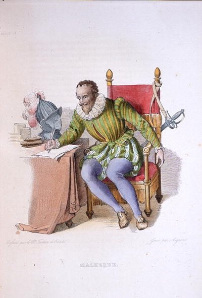 Muotokuva Francois de Malherbesta (1555-1628), kuvitus E. Mennechetin teoksesta "Le Plutarque Francais", julkaistu Pariisissa vuonna 1835 (värikaiverrus) tekijältä Lancelot Theodore (after) Turpin de Crisse