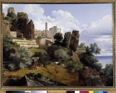 Näkymä Roquebrunelle, Italia (öljy kankaalle) tekijältä Lancelot Théodore Turpin de Crissé de Crissé