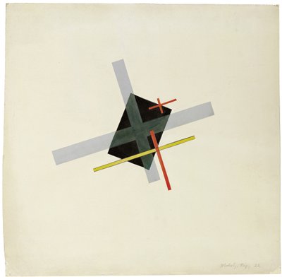Kollaasi Mustan keskustan kanssa, 1922 tekijältä Laszlo Moholy Nagy