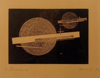 Nimetön (kaksi ympyrää palkkeilla) tekijältä Laszlo Moholy Nagy