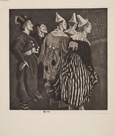 Viisi klovnia, pubi. 1926. tekijältä Laura Knight