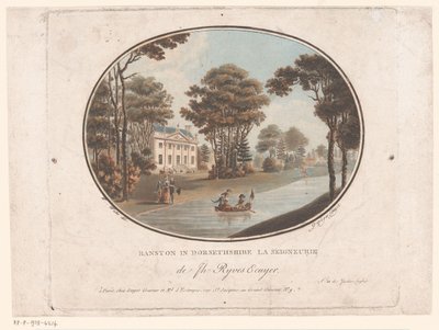 Näkymä Ranstonista Dorsetshiressä Ranston Dorsethshiren La Seigneurie de Jh Ryves Ecuyerissa. (otsikko esineessä) Jardins Anglais (sarjan nimi esineellä) English Gardens (sarjan nimi) tekijältä Laurent Guyot