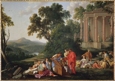 Laban cherchant ses idoles dans les bagages de JacobLaban etsii epäjumaliaan Jaakobin omaisuudesta ... tekijältä Laurent de (workshop of) La Hyre