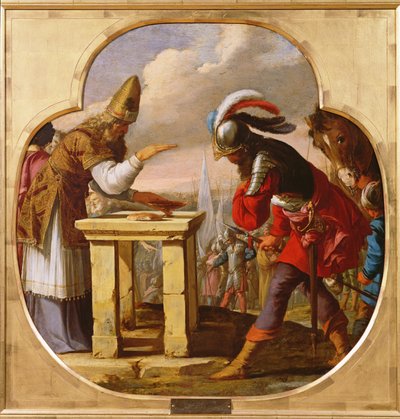 Abrahamin ja Melkisedekin kokous, n. 1630 (öljy kuparilla) tekijältä Laurent de la Hyre