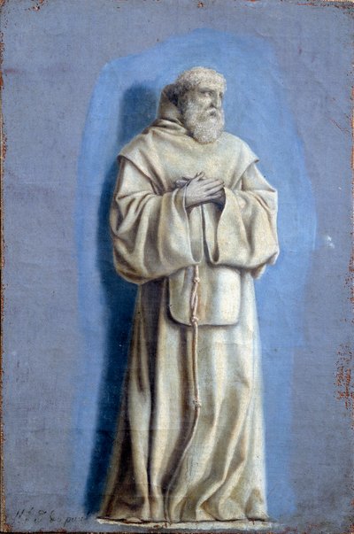 Saint Francois de Paule (1416-1507), Minimes-ritarikunnan perustaja Laurent de La Hyren (1606-1656) camaieu-maalaus kankaalle 1600-luvun su. 0,36 x 0,23 m Pariisi. Louvren taidemuseo tekijältä Laurent de la Hyre
