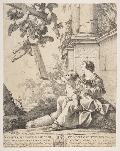 Neitsyt ja lapsi enkelien kanssa, 1639. tekijältä Laurent de la Hyre