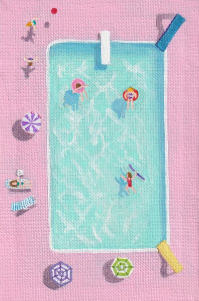 Mamien uima-allas, 2025 (akryyli kankaalle) tekijältä Laurie Michaels