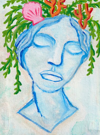 Merenneito, 2025 (akryyli kankaalle) tekijältä Laurie Michaels