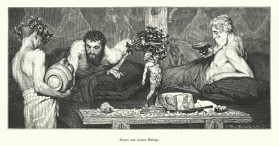 Kreikkalainen viini (kaiverrus) tekijältä Lawrence (after) Alma Tadema