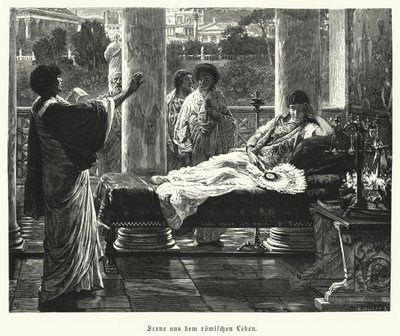 Kohtaus elämästä muinaisessa Roomassa (kaiverrus) tekijältä Lawrence (after) Alma Tadema