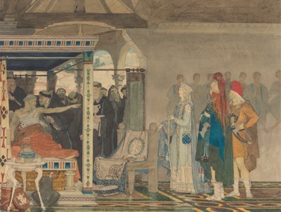 Fredegonda Praetextatuksen kuolinsängyssä tekijältä Lawrence Alma Tadema