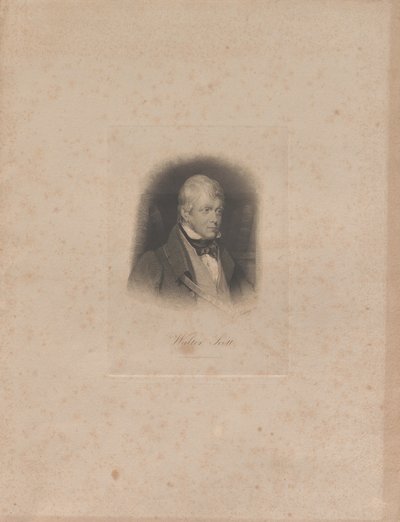 Historiallisen kirjailijan ja runoilijan Sir Walter Scottin muotokuva 1771-1832, n. 1840. tekijältä Lazarus Gottlieb Sichling