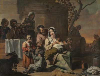 Le Nainin ympyrä - Vintage Scene ja talonpoikaislapset tanssivat (maalauspari), 1650-luku tekijältä Le Nain Brothers