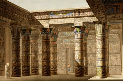 Portico of the Grand Temple of Philae, Nubia, n.1809-1812 (värikaiverrus) tekijältä Le Pere (after)