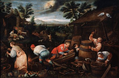 Elokuu sarjasta The Seasons, 1500-luvun loppu tai 1600-luvun alku tekijältä Leandro Bassano