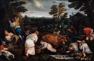 Syyskuu sarjasta The Seasons, 1500-luvun loppu tai 1600-luvun alku tekijältä Leandro Bassano