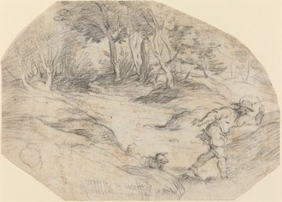 Maisema miehen ja koiran kanssa tekijältä Leandro Bassano after Titian
