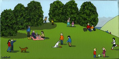 Picnic on the Hill, 2015 (akryyli ja muste kankaalle) tekijältä Lee Sellers