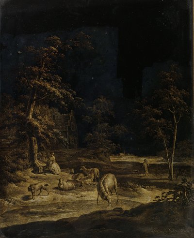 Paimentolaisnainen lampaiden kanssa tekijältä Leendert Overbeek