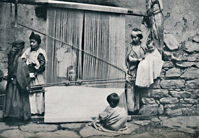 Kabyle-kutojat ja alkuperäiset kangaspuut, Pohjois-Algeria, 1912 tekijältä Legrand