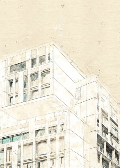 Nykyaikainen arkkitehtoninen piirustussarja tekijältä Lembayung senja studio [Vintage Poster]