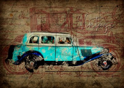 Maalaishenkinen vintage-auto tekijältä Lembayung senja studio [Vintage Poster]