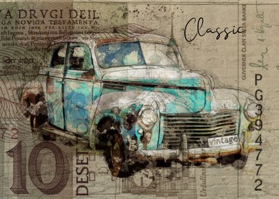 Rusty Teal -klassikkoauto tekijältä Lembayung senja studio [Vintage Poster]