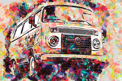 Värikäs abstrakti pakettiauto tekijältä Lembayung senja studio [Vintage Poster]