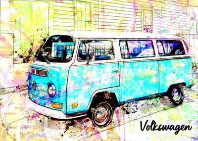 Värikäs retro-pakettiauto tekijältä Lembayung senja studio [Vintage Poster]