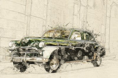 Vintage-autojen piirroksia tekijältä Lembayung senja studio [Vintage Poster]